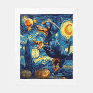 Dachshund von van gogh Sternennacht Halloween Lust Fleecedecke