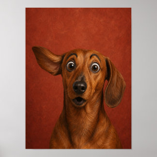 Dachshund-Wandkunst — Überraschte lustige Malerei Poster