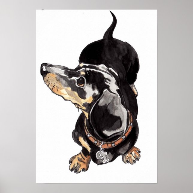 Dachshund watercolour painting by Annabel Tarrant Poster (Vorne)