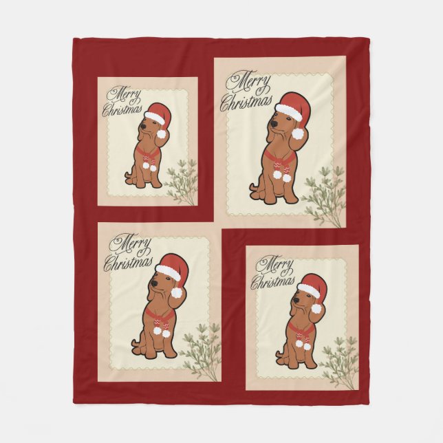 Dachshund Weihnachten Fleecedecke (Vorderseite)