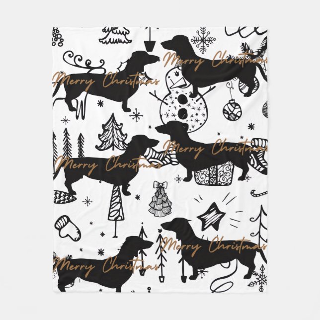Dachshund Weihnachten Fleecedecke (Vorderseite)