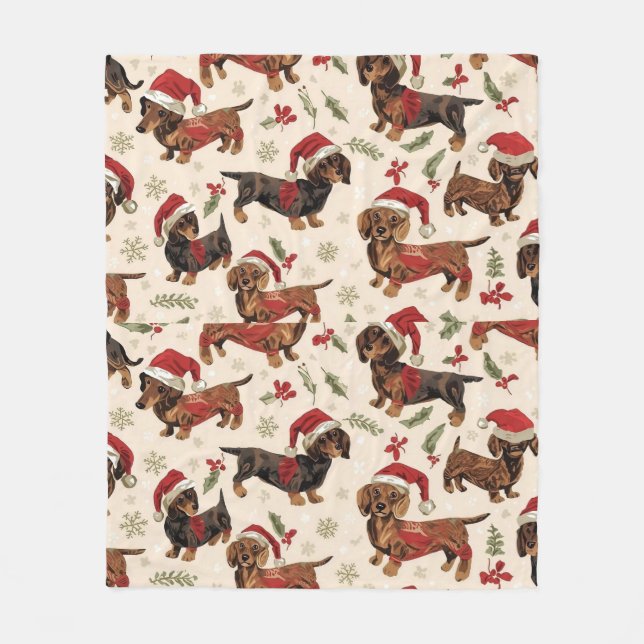 Dachshund Weihnachten Fleecedecke (Vorderseite)