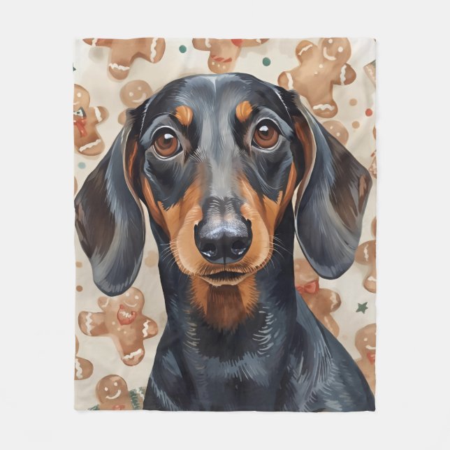 Dachshund Weihnachten Fleecedecke (Vorderseite)