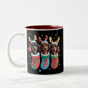 Dachshund Weihnachten Hunde Liebhaber Geschenk Url Zweifarbige Tasse
