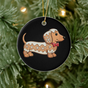 Dachshund Weihnachten Lebkuchen Weiner Hund Keramik Ornament