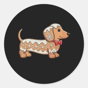 Dachshund Weihnachten Lebkuchen Wiener Hund  Runder Aufkleber