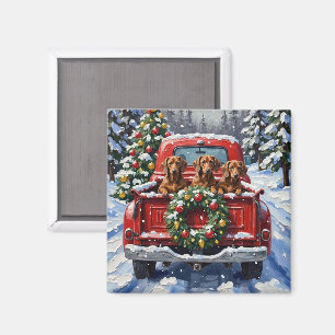 Dachshund Weihnachten Rotes Lastwagen Urlaub Magnet