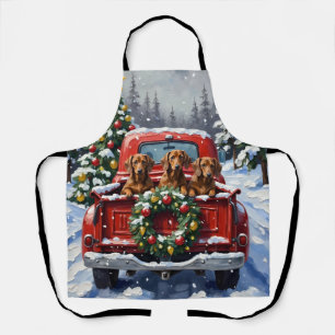 Dachshund Weihnachten Rotes Lastwagen Urlaub Schürze