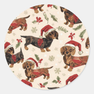 Dachshund Weihnachten Runder Aufkleber