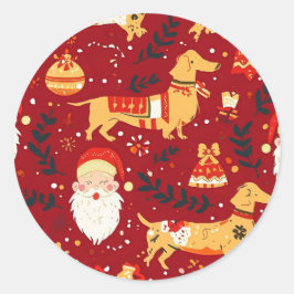 Dachshund Weihnachten Runder Aufkleber