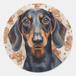 Dachshund Weihnachten Runder Aufkleber
