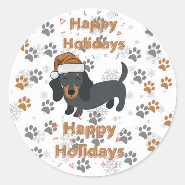 Dachshund Weihnachten Runder Aufkleber (Vorderseite)