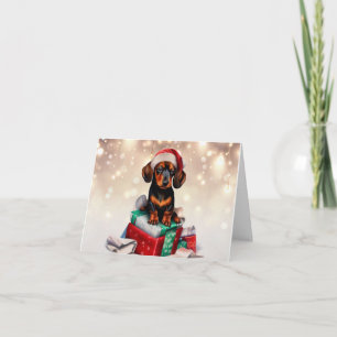Dachshund Weihnachts-Welpen-Grußkarte Karte