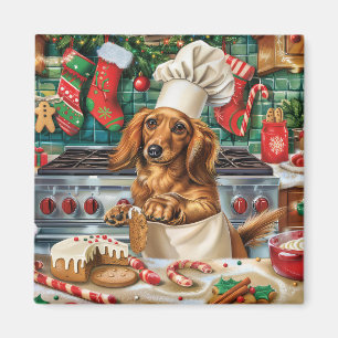 Dachshund-Weihnachtsbäckerei: Festliches Weihnacht Magnet