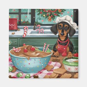Dachshund-Weihnachtsbäckerei: Festliches Weihnacht Magnet