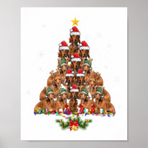 Dachshund Weihnachtsbaum Hund Xmas Lichter Pyjama  Poster