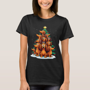 Dachshund Weihnachtsbaum Lustiger Hund Feiertag T-Shirt