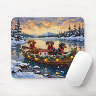 Dachshund Weihnachtsboot Urlaub Mousepad