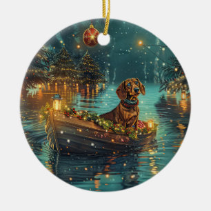 Dachshund Weihnachtsfestliche Reise Keramik Ornament