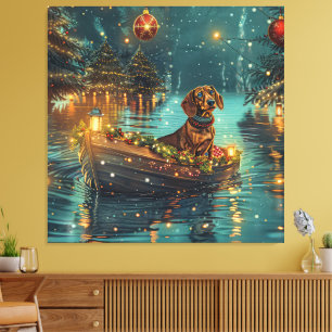 Dachshund Weihnachtsfestliche Reise Leinwanddruck