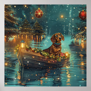 Dachshund Weihnachtsfestliche Reise Poster