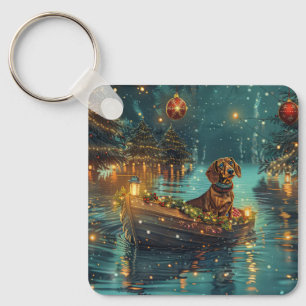 Dachshund Weihnachtsfestliche Reise Schlüsselanhänger