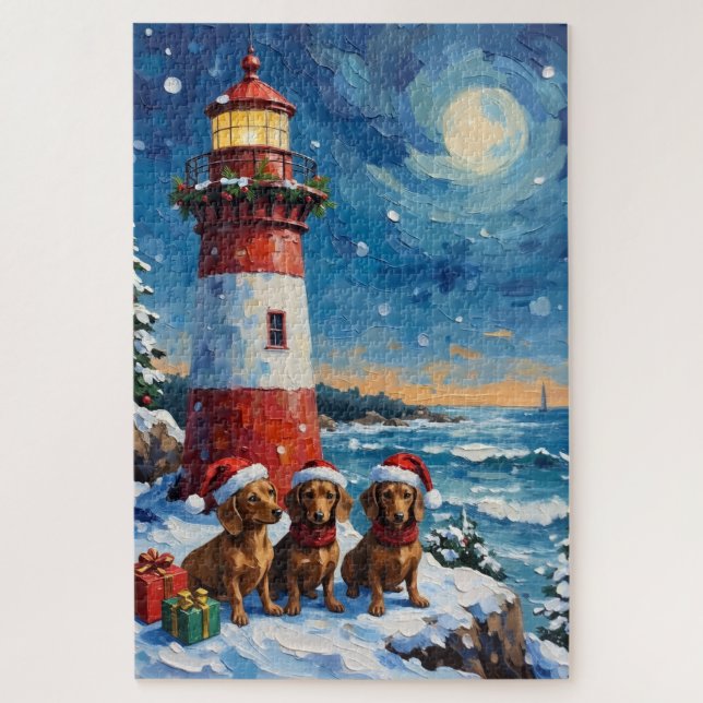 Dachshund-Weihnachtsleuchtturm-Feiertag (Vertikal)