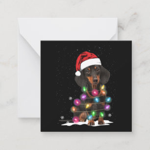 Dachshund-Weihnachtslichter mit Schnee Mitteilungskarte