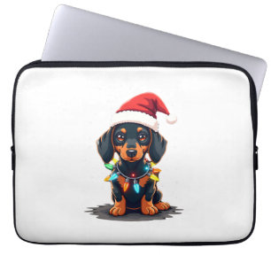 Dachshund Weihnachtslichter Santa Hut Weihnachten Laptopschutzhülle