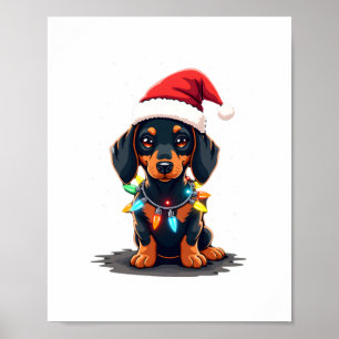 Dachshund Weihnachtslichter Santa Hut Weihnachten  Poster