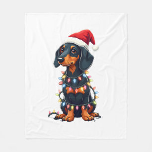 Dachshund Weihnachtslichter Santa Hut Xmas Hunde L Fleecedecke