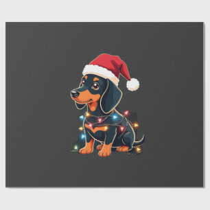 Dachshund Weihnachtslichter Santa Hut Xmas Hunde L Geschenkpapier
