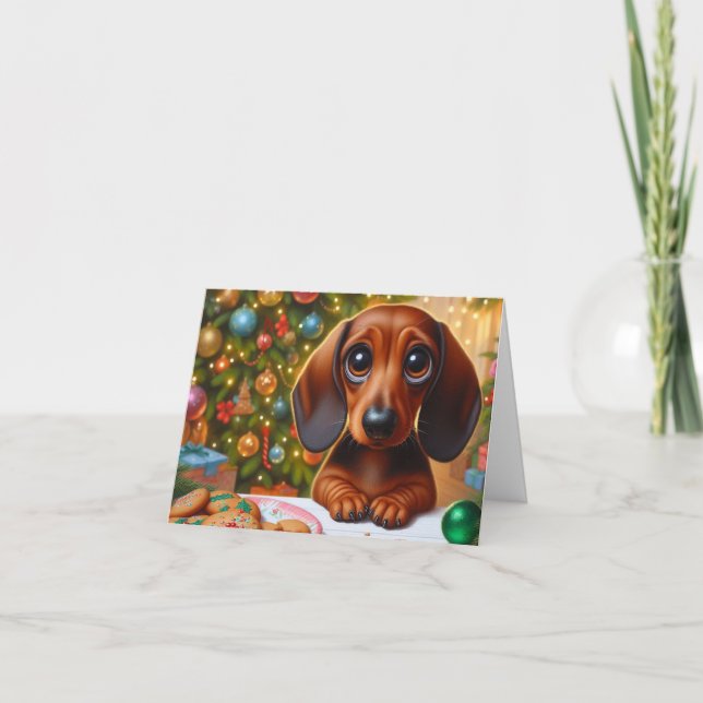 Dachshund-Weihnachtsplätzchen Feiertagskarte (Vorderseite)