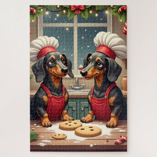 Dachshund Weihnachtsplätzchenbäcker Feiertagsmaler (Vertikal)