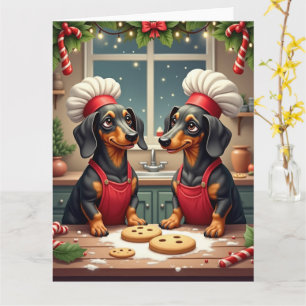 Dachshund-Weihnachtsplätzchenbäcker-Feiertagsmaler Karte