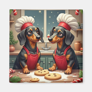 Dachshund Weihnachtsplätzchenbäcker Feiertagsmaler Magnet