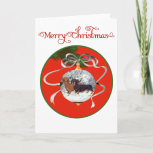 Dachshund-Weihnachtsschmuck Feiertagskarte
