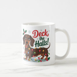 Dachshund-Weihnachtstasse – Deck the Halls Holiday Kaffeetasse