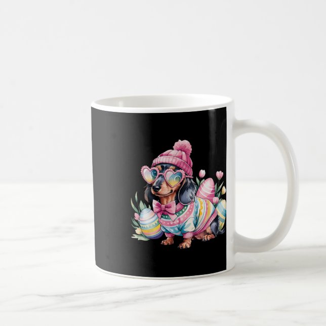 Dachshund Weiner Dog Floral Eggs Easter Day Dog Lo Kaffeetasse (Rechts)