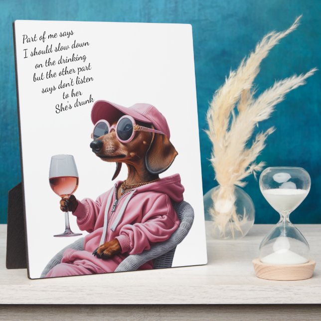Dachshund Weintrinker Fotoplatte (Seite)