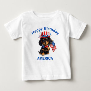 Dachshund-Welpe (2p) Patriotisches Kinder-T-Shirt Baby T-shirt