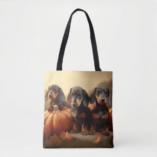 Dachshund-Welpe Herbstfreude Kürbis Tasche