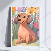 Dachshund-Welpe | Wasserfarben-Hund Haustier-Kunst