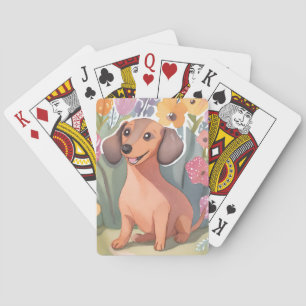 Dachshund-Welpe   Wasserfarben-Hund Haustier Spielkarten