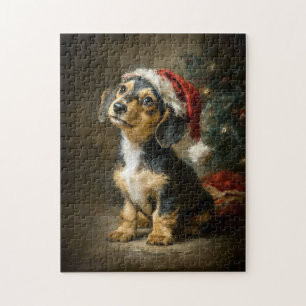 Dachshund-Welpen-Weihnachtsbild