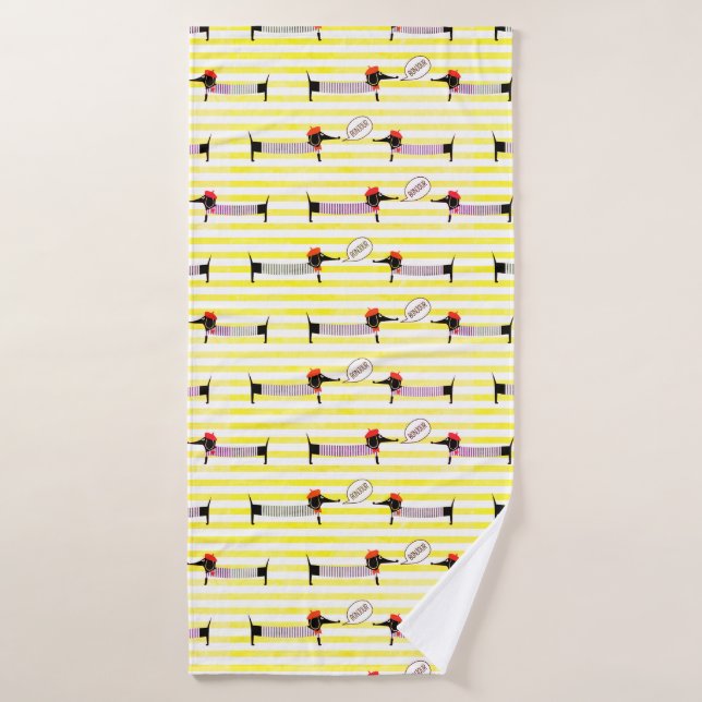 Dachshund Wiener Dog Bonjour (Serviette de bain)