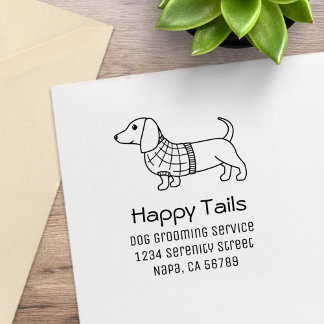 Dachshund Wiener Dog Grooming Business Address Gummistempel