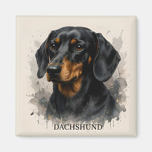 Dachshund Wiener Dog Portrait Premium-Kunstwerk Magnet