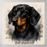 Dachshund Wiener Dog Portrait Premium-Kunstwerk