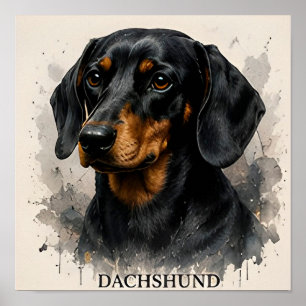 Dachshund Wiener Dog Portrait Premium-Kunstwerk Poster